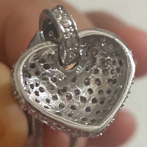 925 Sterling Silver Necklace w Heart Shape CZ Pendant - Picture 5 of 8